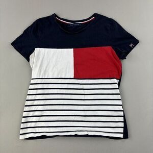 Tommy Hilfiger Shirt Women Medium Tee Color Block‎ Stripe Casual Boat Streetwear